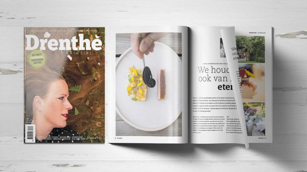 Omslag en open pagina’s van Drenthe Magazine