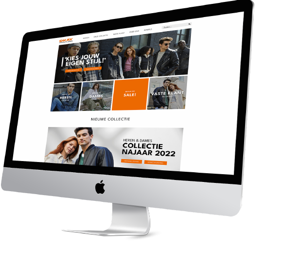 Website weergegeven op een monitor; tijdelijk voorbeeld uit de Design-PDF.